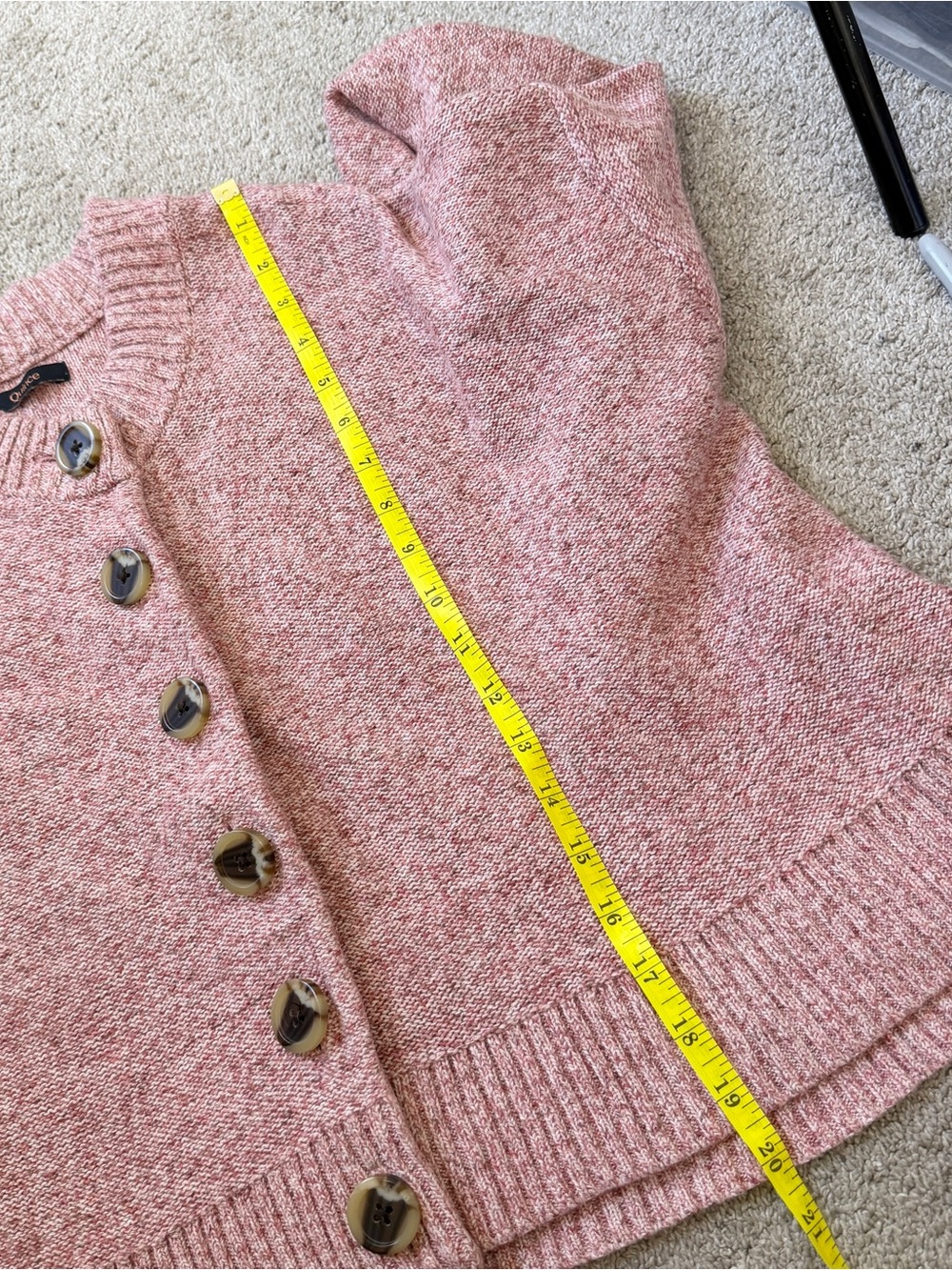 Quince Womens 100% Organic Cotton Women's Cropped Cardigan in Marled Rose Pink L - Picture 12 of 13